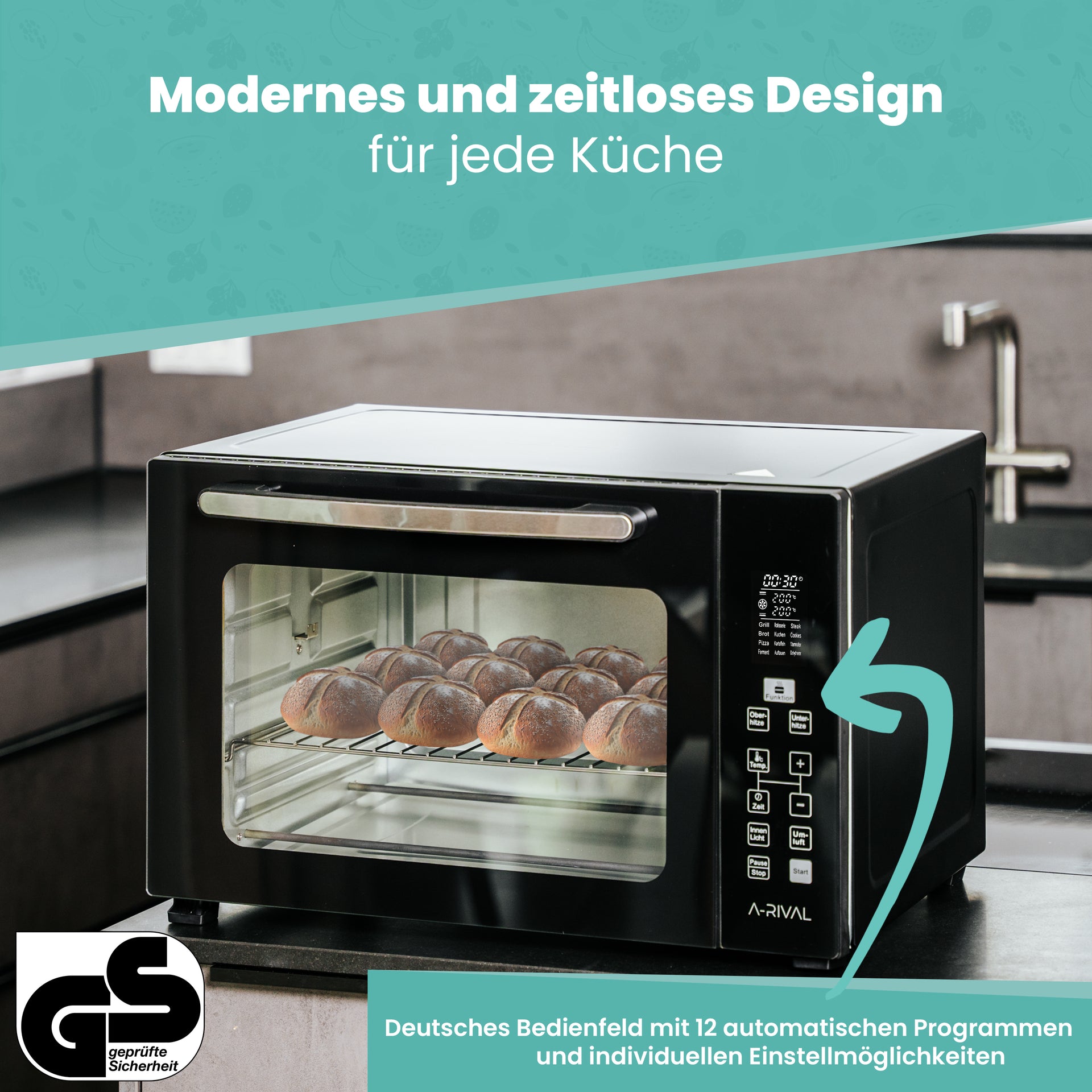 A-Rival Minibackofen mit Umluft 48l | GS-Geprüft