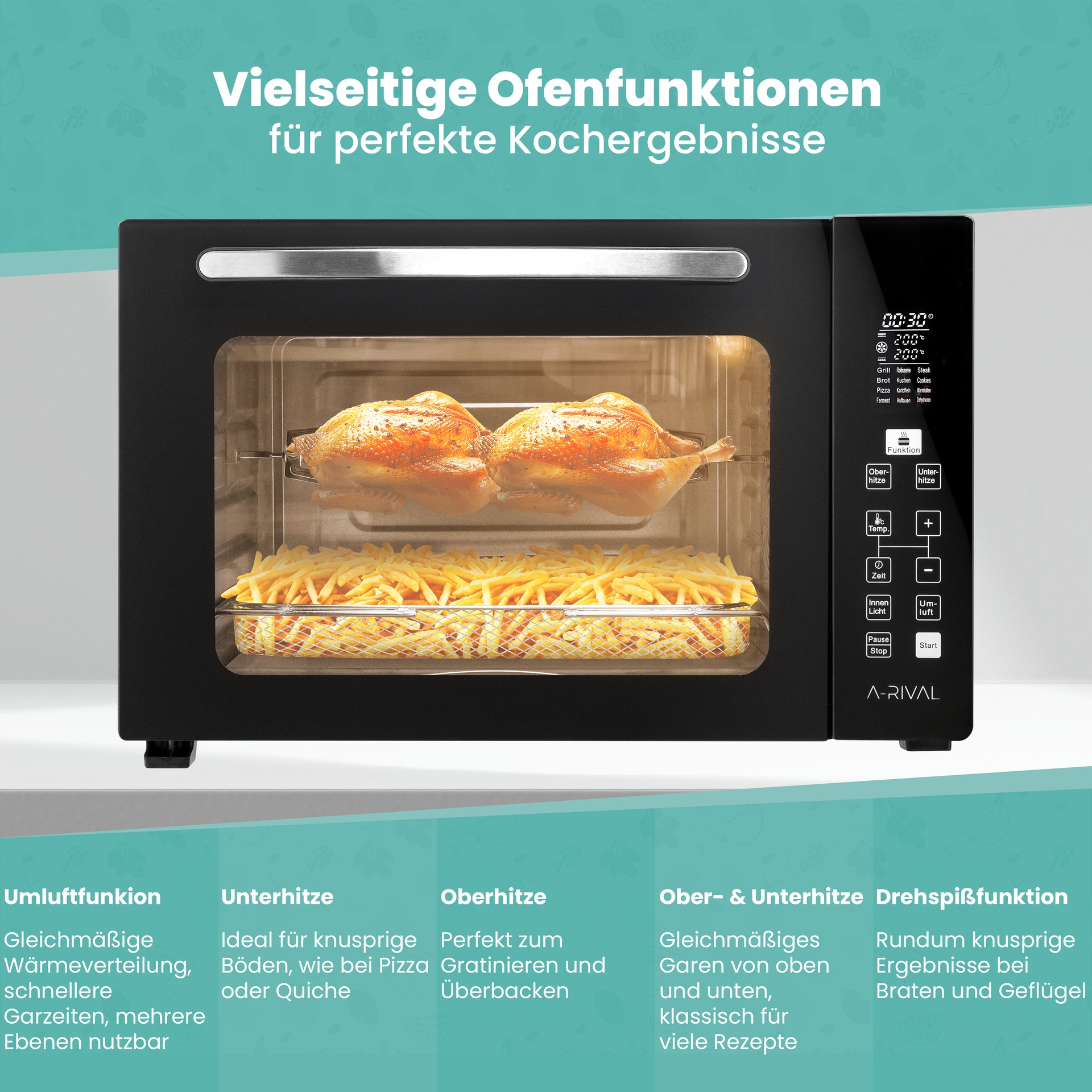 A-Rival Minibackofen mit Umluft 48l | GS-Geprüft